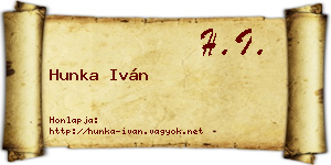 Hunka Iván névjegykártya