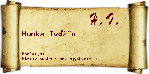 Hunka Iván névjegykártya